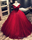 Lace Appliques V Neck Off The Shoulder Tulle Ball Gown Wedding Dresses