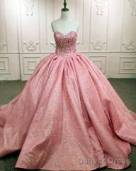 Lace Beaded Sweetheart Ball Gown Sparkly Dress