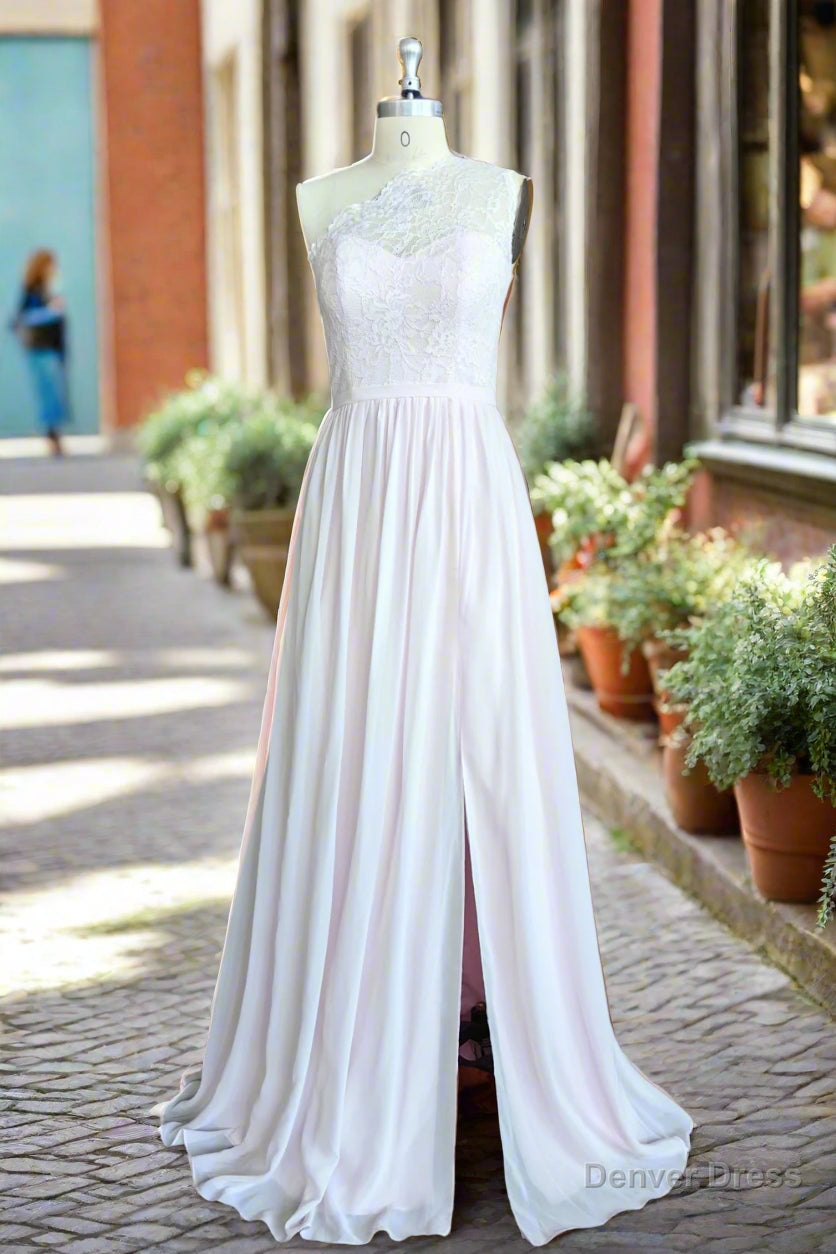 Lace/Chiffon One-Shoulder Floor-Length Bridesmaid Dresses Secondary image