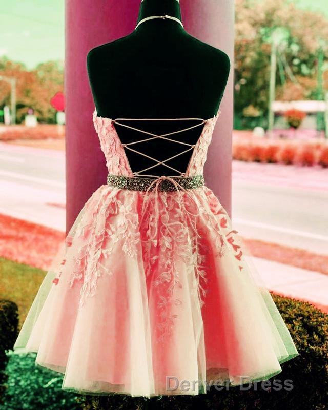 Lace Embroidery Halter Tulle Homecoming Dresses Cross Back