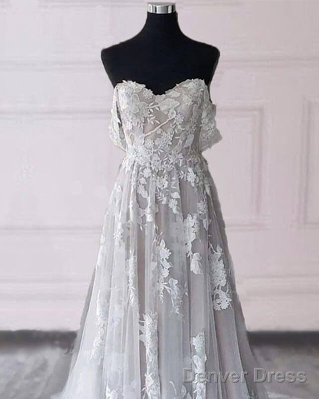 Lace Embroidery Off The Shoulder Boho Tulle Wedding Dresses Secondary image