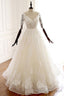 Lace Half Sleeve Long White V Neck Tulle Wedding Dresses