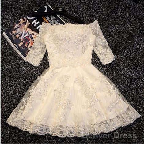 Lace Ivory Pretty Homecoming Dress,Sexy Prom Dress,Charming Homecoming Dresses