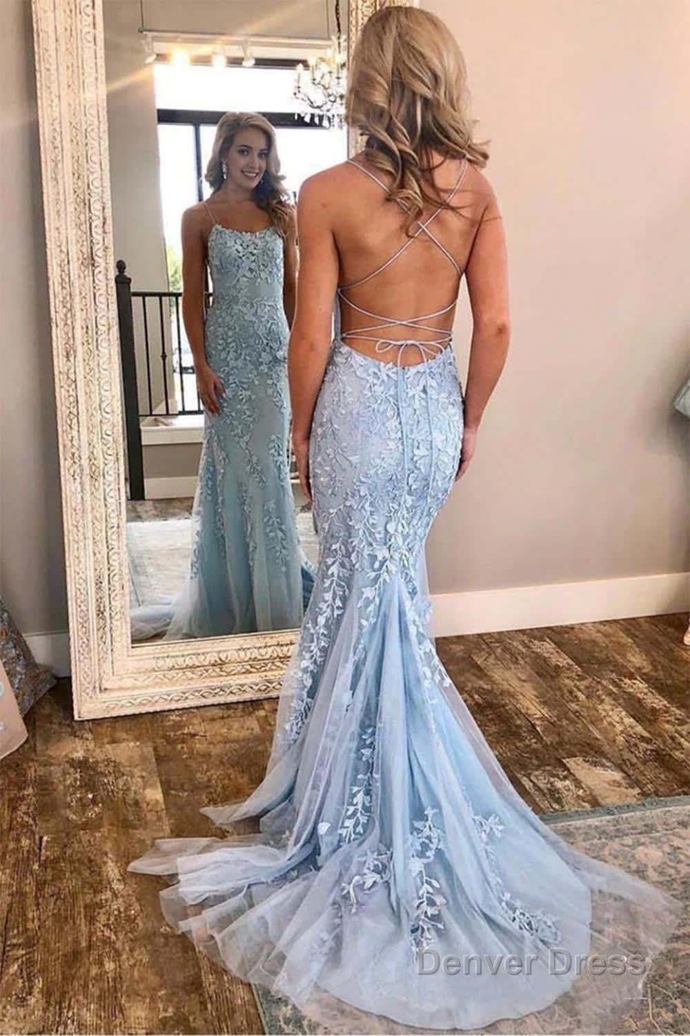 Lace Mermaid Backless Prom Dresses