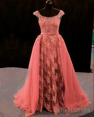 Lace Mermaid Prom Dresses Spaghetti Straps Removable Train