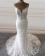 Lace Mermaid Wedding Dresses Plunge Neck Spaghetti Straps