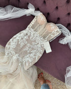 Lace Mermaid Wedding Gown Sheer Corset Spaghetti Straps