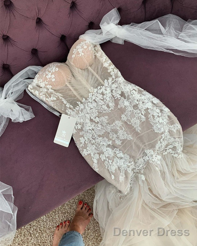 Lace Mermaid Wedding Gowns Sheer Corset Spaghetti Straps Main image
