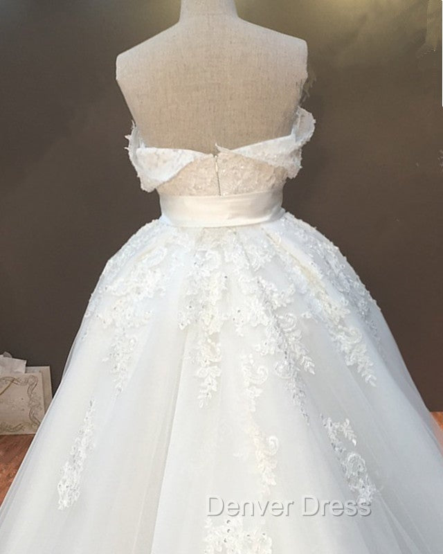 Lace Off Shoulder Mermaid Wedding Dresses Removable Skirt