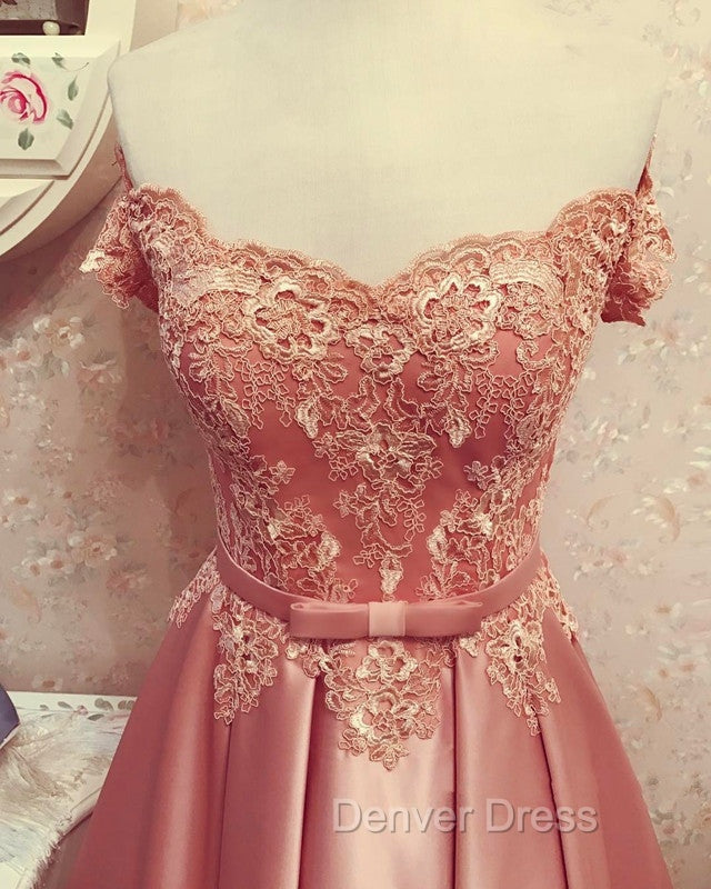 Lace Off Shoulder Satin Homecoming Dresses Bow Sashes Secondary image