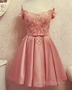 Lace Off Shoulder Satin Homecoming Dresses Bow Sashes