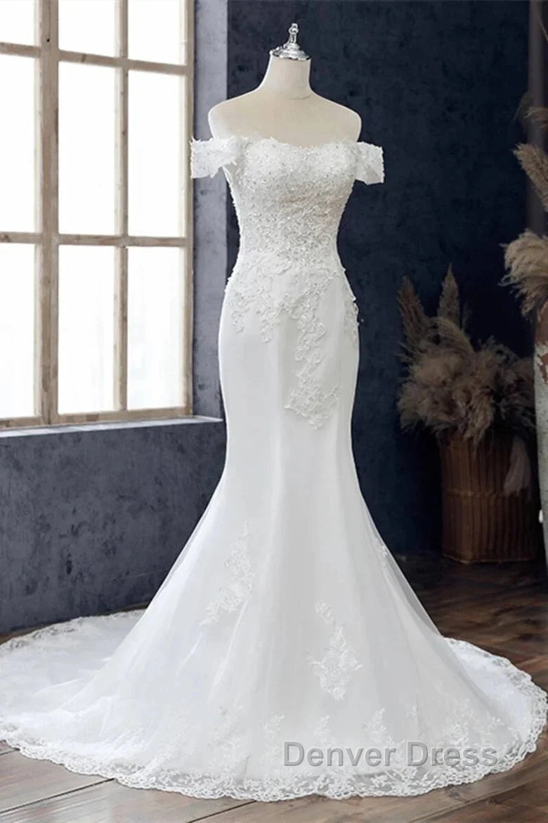 Lace Off The Shoulder Mermaid Wedding Dresses