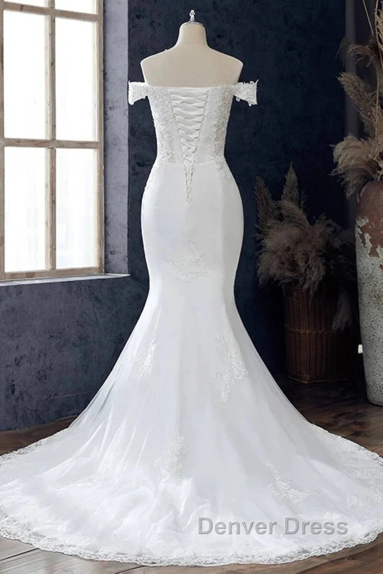 Lace Off The Shoulder Mermaid Wedding Dresses