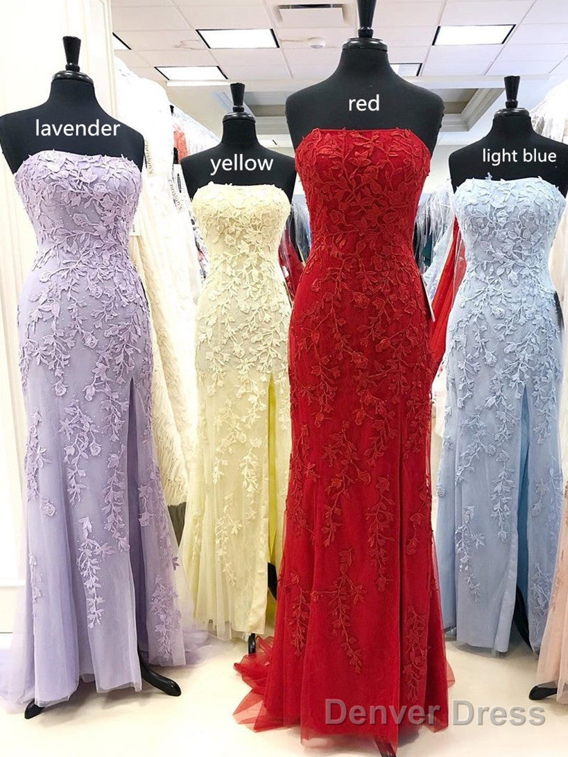Lace Prom Dress Long With Slit, Evening Dress, Formal Dress, Dance Dresses Secondary image