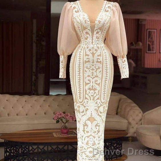 Lace Prom Dresses, Mermaid Prom Dresses, Long Sleeve Prom Dresses, Sheath Prom Dresses, Arabic Prom Dresses