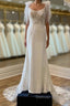 Lace Scoop Neck Backless Mermaid Long Wedding Gowns