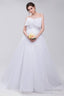 Lace Sheer Waist Long Pleated A Line Train Wedding Dresses with Half Sleeves