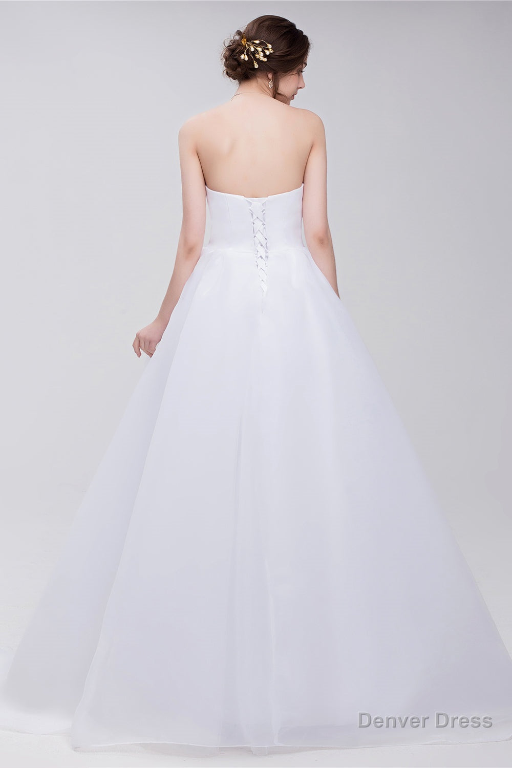 Lace Sheer Waist Long Pleated A Line Train Wedding Dresses with Half Sleeves
