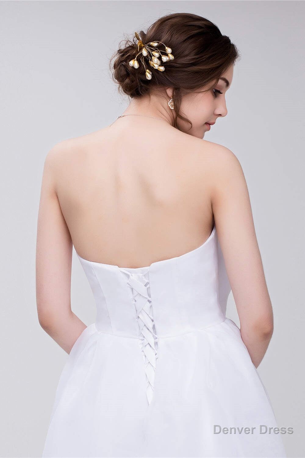 Lace Sheer Waist Long Pleated A Line Train Wedding Dresses with Half Sleeves