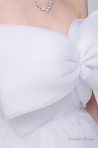 Lace Sheer Waist Long Pleated A-line Train Wedding Dresses with Half Sleeves