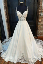 Lace Sweetheart Backless A Line Wedding Dresses
