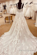 Lace Sweetheart Straps A-Line Long Bridal Gown