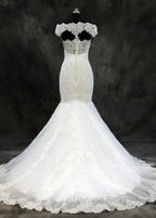 Lace Trumpet/Mermaid Sweep Train Off-The-Shoulder Wedding Dresses