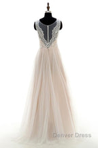 Lace Tulle A Line Floor Length Wedding Dresses
