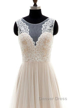 Lace Tulle A-line Floor Length Wedding Dresses