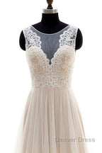Lace Tulle A Line Floor Length Wedding Dresses