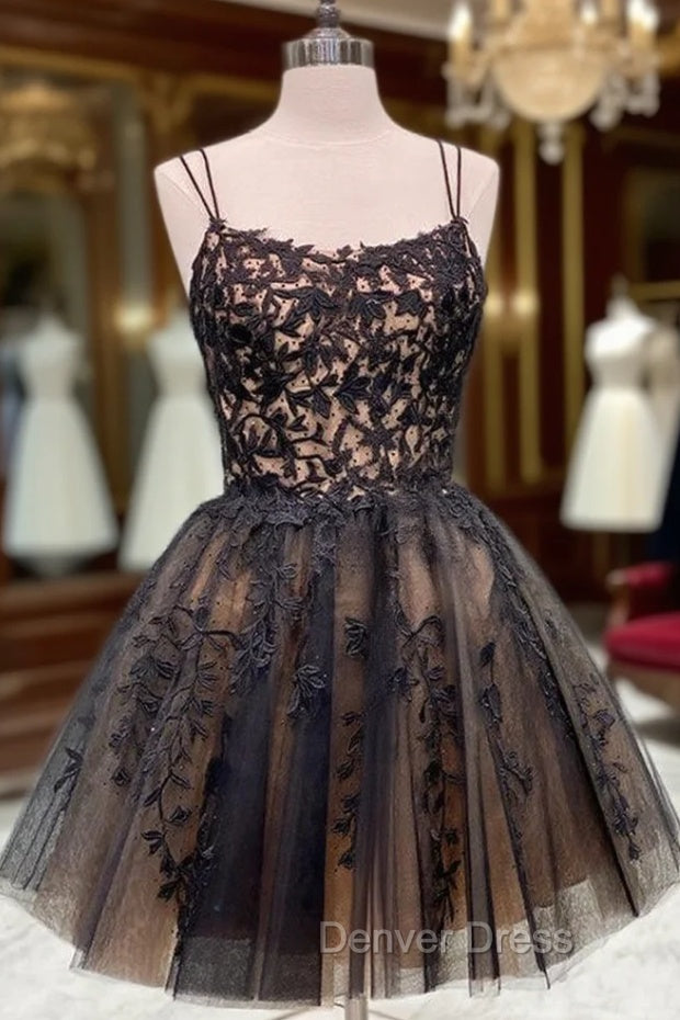 Lace Tulle Short/Mini A-line Bateau Homecoming Dresses With Beading