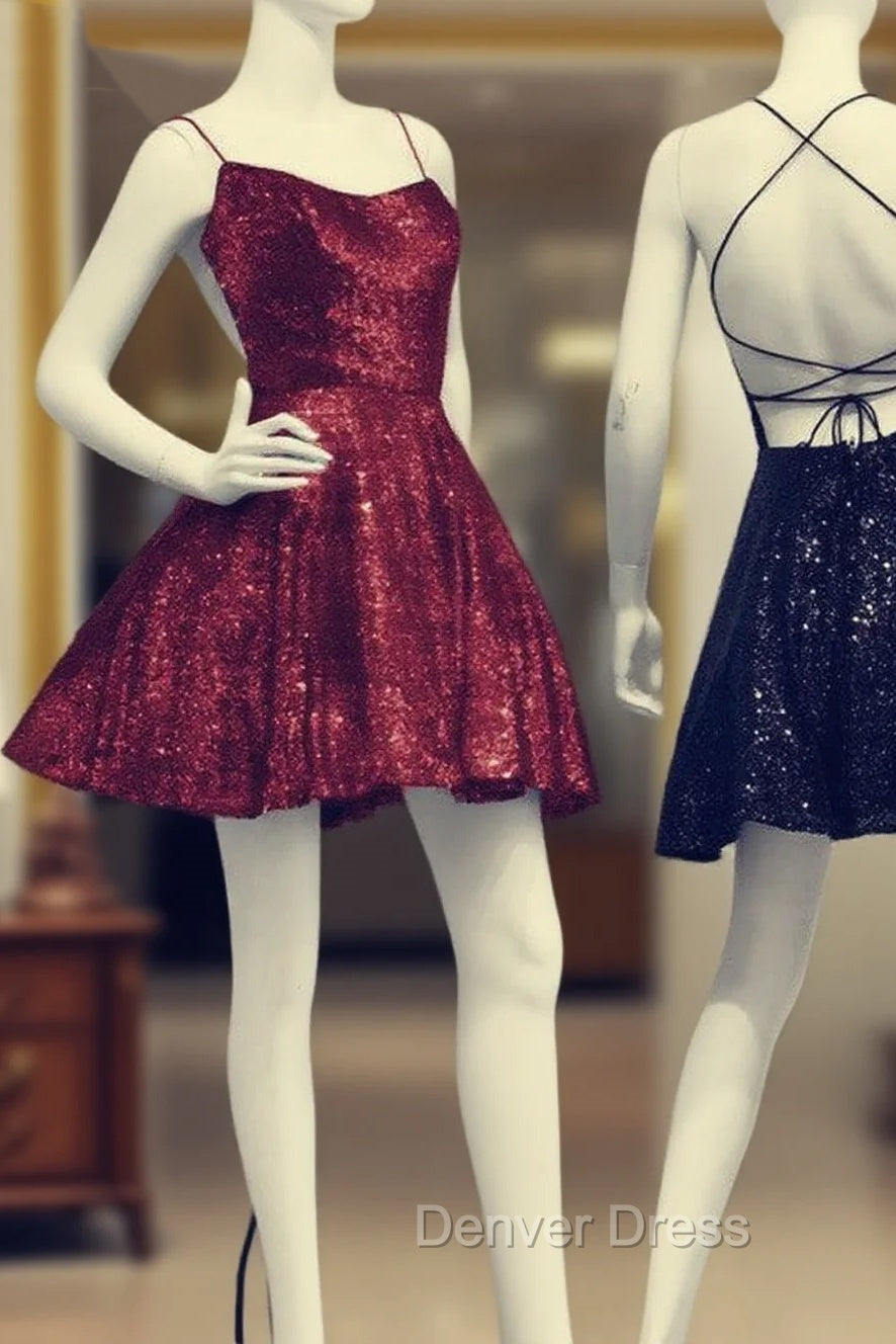 Lace Up Back Homecoming Dresses Sequins Main image