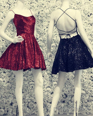Lace Up Back Homecoming Dresses Sequins