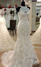 Lace Wedding Dress Halter Neckline, Bride Dress, Bridal Gowns ,Dresses For Brides