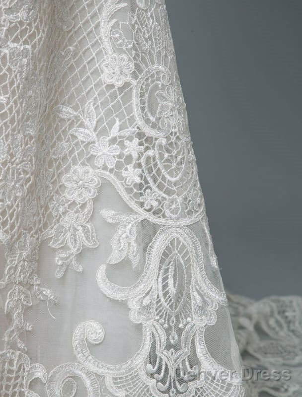 Lace Wedding Dress Mermaid Sweetheart Strapless Sleeveless Floor Length With Train Bridal Dresses
