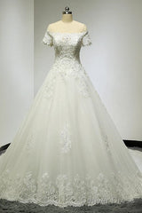 Large Tail Diamond Wedding Short Sleeved Lace High-End Wedding Band