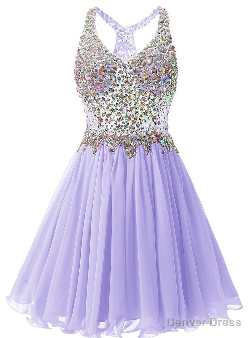 Lavender Chiffon V-neck Homecoming Dress Main image