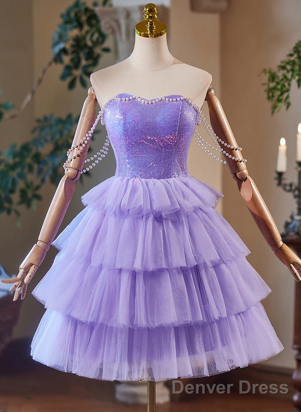 Lavender Cute Sweetheart Homecoming Dress, Lavender Short Prom Dresses Main image