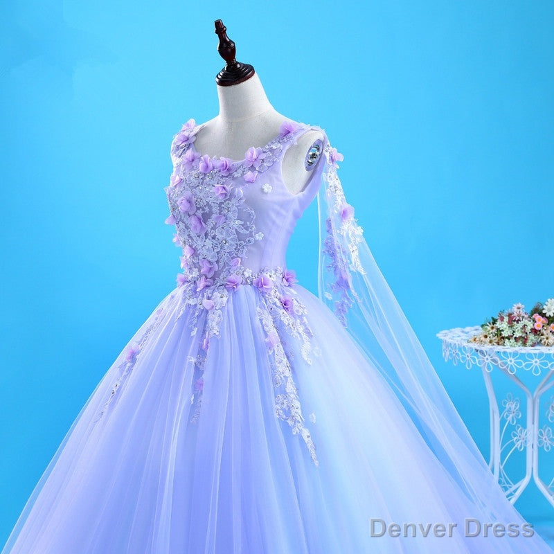 Lavender Flowers Round Neckline Party Dress, Sweet 16 Gown Secondary image