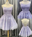 Lavender Lace Short A Line Homecoming Dress Fancy Cocktail Dresses