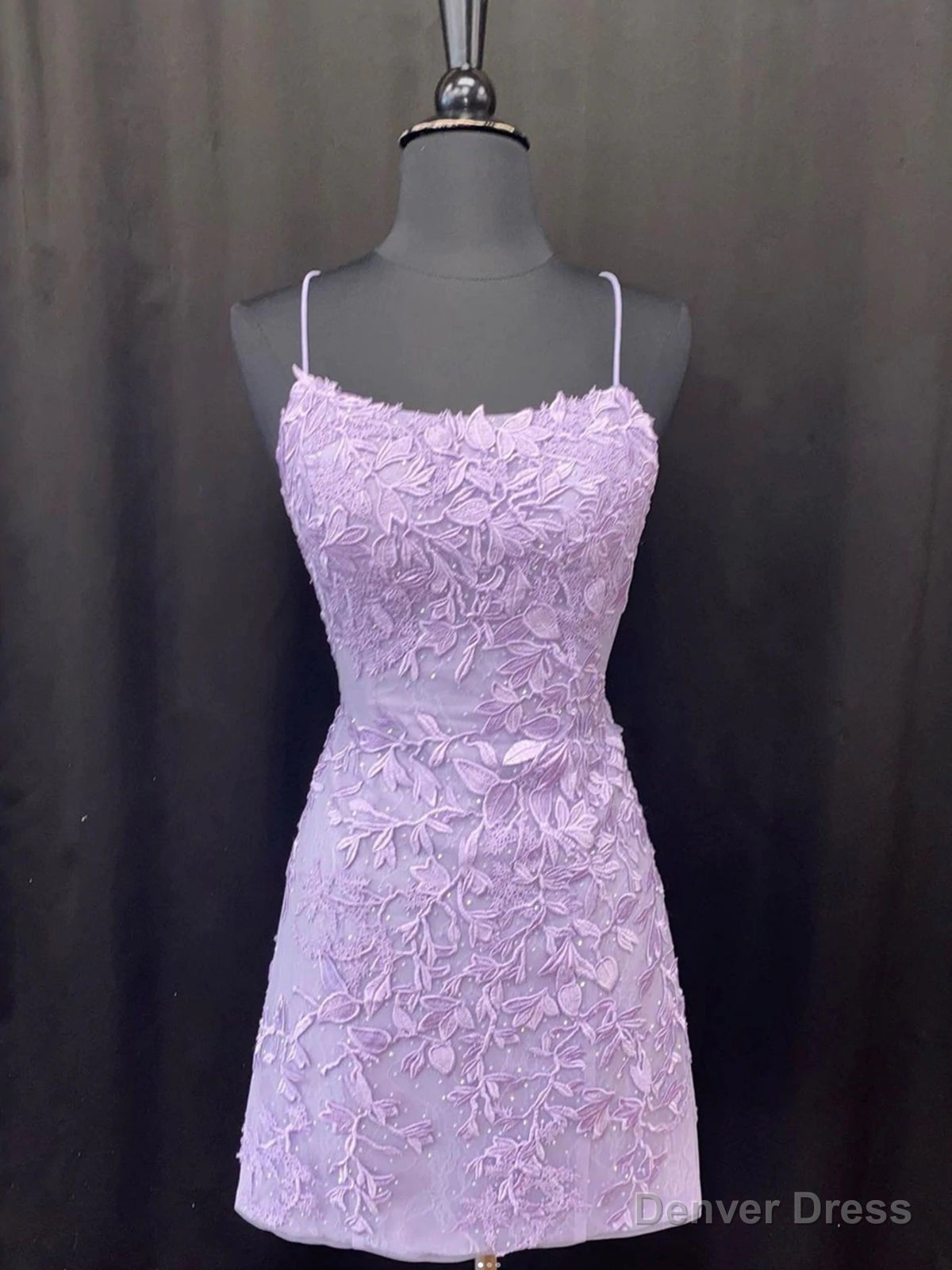 Lavender Lace Short Homecoming Dresses,Backless Hoco Dress