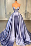 Lavender Long Glitter Sleeveless Prom Dresses With Beads A Line