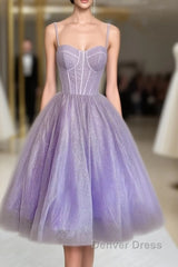 Lavender Midi Sparkly Ball Gown