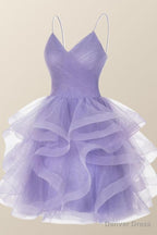 Lavender short a-line party dress homecoming dress