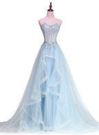 Lavender Sweetheart Tulle A-Line Lace Applique Prom Dress, Beautiful Sweet 16 Dresses