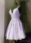 Lavender Tulle Short Straps Prom Dress Homecoming Dress, Tulle Short Prom Dresses