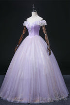 Lavender Tulle Sweetheart Off Shoulder Formal Dress, Long Party Dress Prom Dress