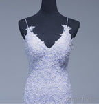 Lavener Tulle with Lace Sheath Spaghetti Straps Prom Dress, Long Prom Dresses