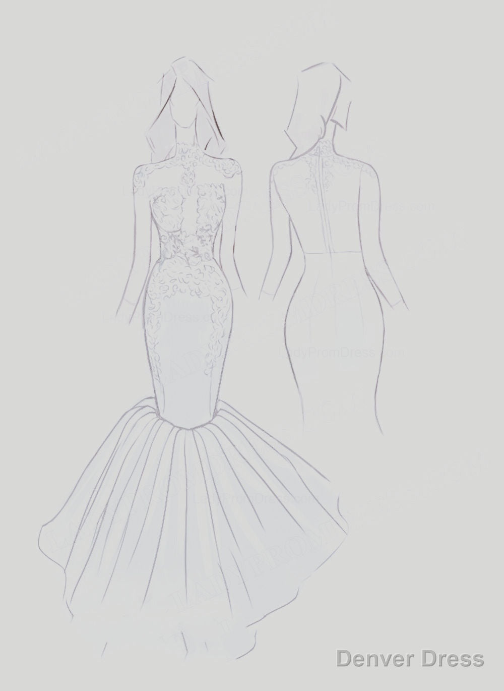 2025 Silver Long Sleeve Mermaid/Trumpet Lace and Tulle Prom Dresses