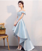 Light Blue High Low Lace Prom Dress